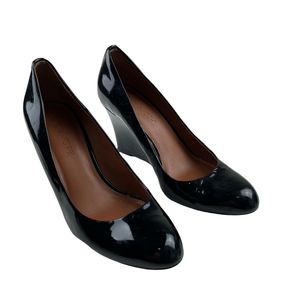 COACH Coach Roni Wedge Pumps Black Patent Leather Size 7 - Picture 7 of 7